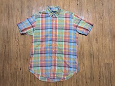 Vtg Ralph Lauren Plaid Shirt Size M 90s Blue Orange Green Tartan Classic Fit B54