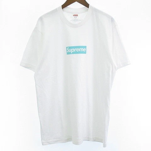 Supreme Tiffany Co. T shirt coupe et couture manches courtes blanc bleu ABA62 logo boîte