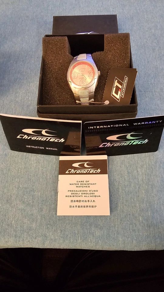 Chronotech CT, Silver, Pink Dial, New In Box W/ Card And Papers - Image 3 of 4
