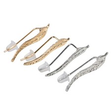 4 Pairs Metal Ear Leaf Shaped Earrings Elegant Ear Clips Women Earbob