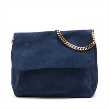 Celine Gourmet Suede Chain Shoulder Bag Blue
