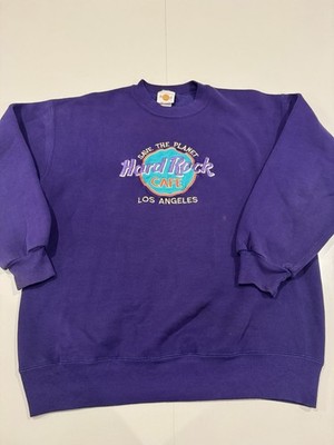 VTG Hard Rock Cafe Los Angeles Crewneck Mens L  Save The Planet  Purple USA 90s