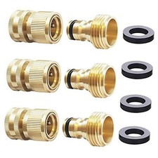 HQMPC Garden Hose Quick Connect Solid Brass Quick Connector Garden Hose 3 Sets