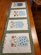 Four Floral Baskets Handmade Quilted Table Runner, 36 x 12 inches Free Shipping