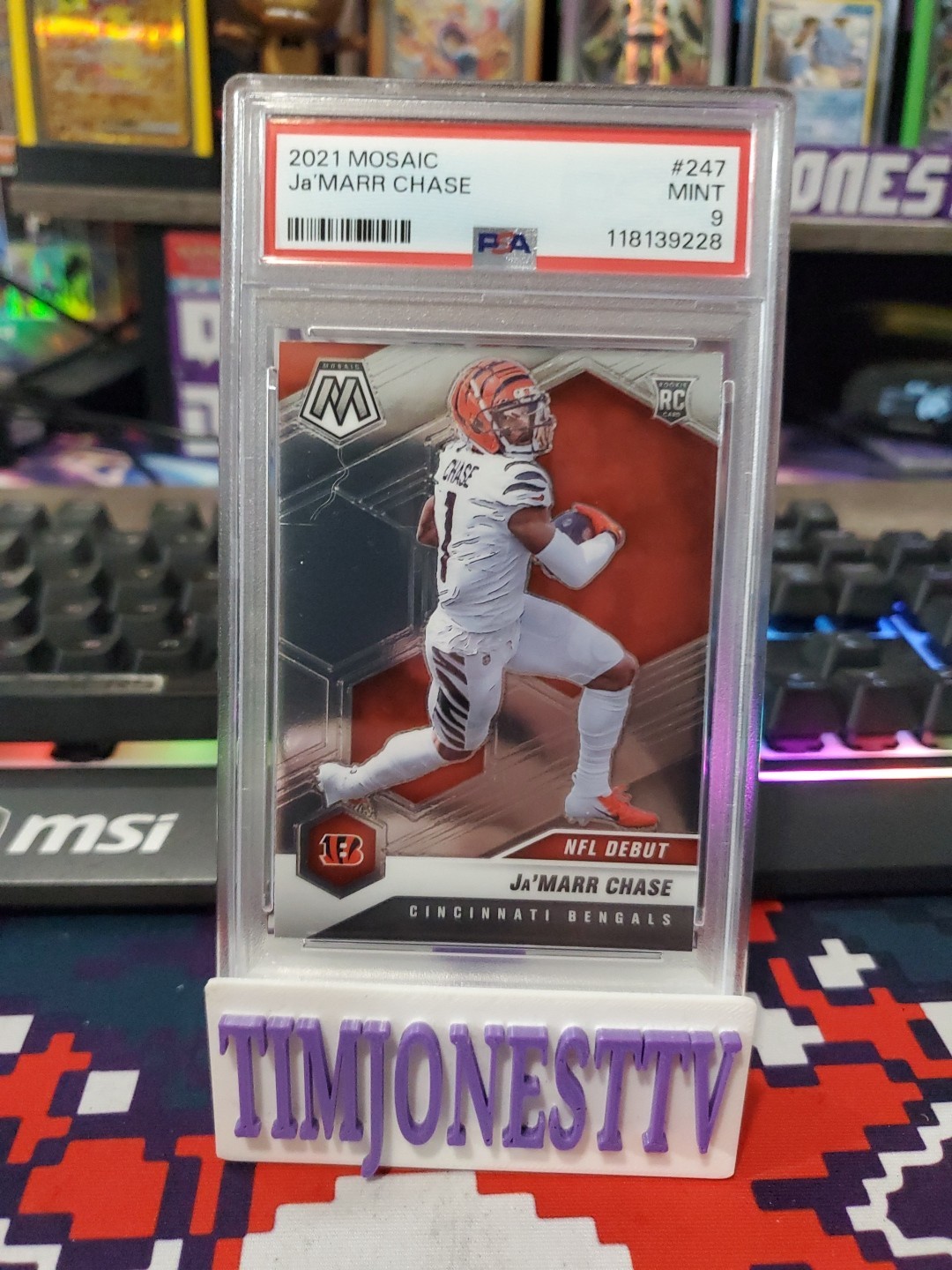 2021 Mosaic #247 JaMarr Chase RC Rookie PSA 9 NFL DEBUT CINCINNATI Bengals