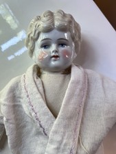 Lovely Antique China Head Doll 16  in Nightgown Cloth Body Unmarked