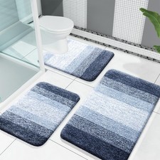 Bathroom Rugs Sets 3 Piece, Soft Absorbent Microfiber Bath Mats and U-Shaped ...