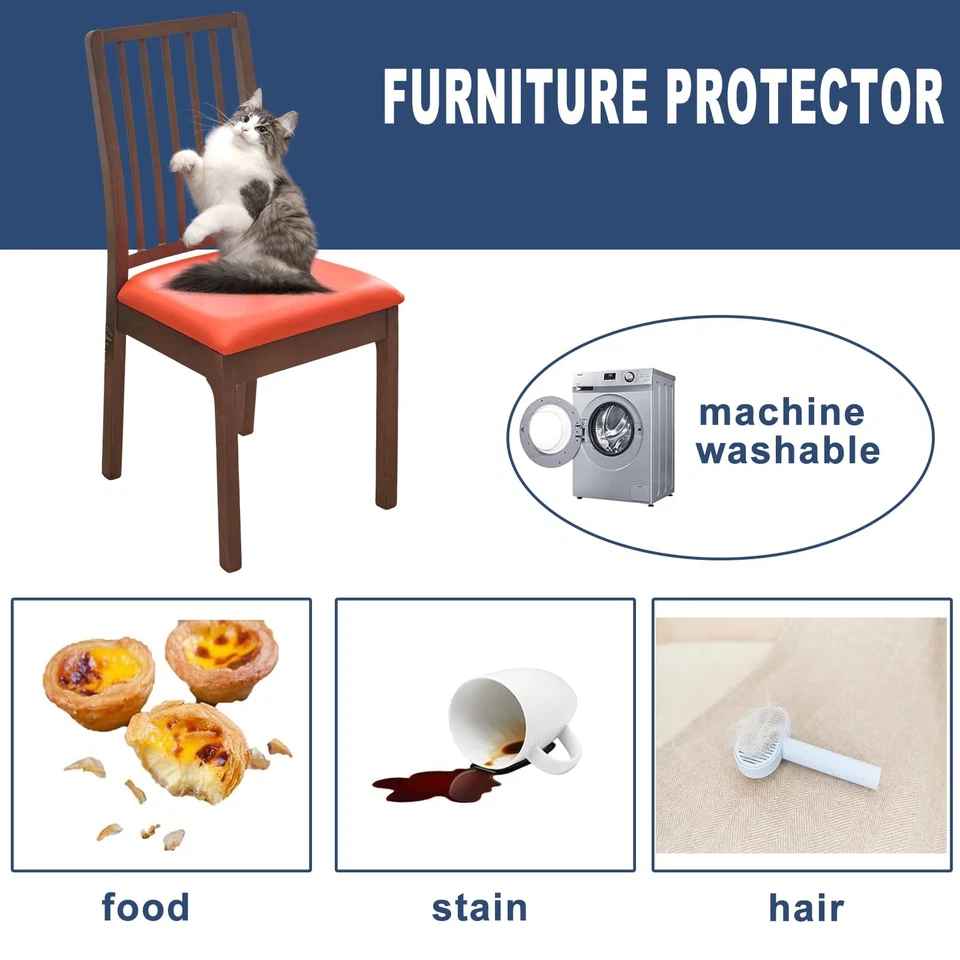 Juego de 6 Fundas de Asiento de Silla de PU para Fundas de Silla de Comedor Agua... Foto 3 de 4