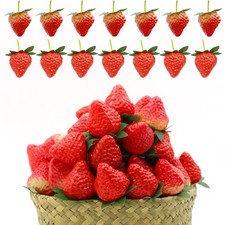 50 PCS Artificial Strawberries Plastic Fake Fruit Lifelike Simulation Decor
