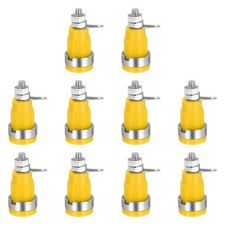 10 Pcs Banana Female Socket, 30.5 x 4mm, for Audio/Video Amplifiers, Yellow