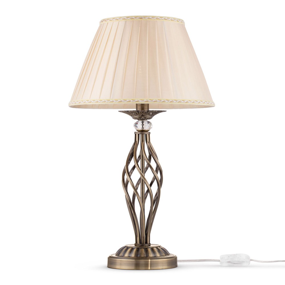 Lampada da Scrivania Grace Ottone e Organza Beige | Stile Shabby Chic