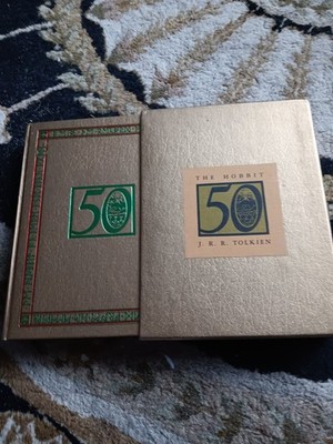 The Hobbit by JRR Tolkien 50th Anniversary Gold Hardback Edition w/ Slip Case