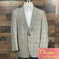 Chaps Ralph Lauren Sport Coat Mens 42R Check Plaid Silk Wool Blazer Suit Jacket