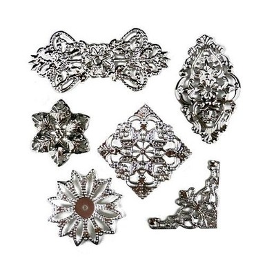Buddly Crafts Metall filigran sortiert Blumenverpackungen - 24 Stück silberfarben