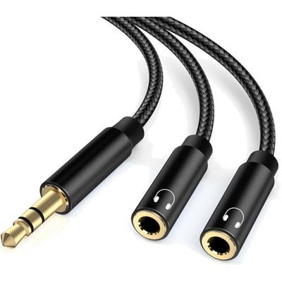 Audio Splitter,Klinke Y Adapter,3.5mm,Stereo,Headset,Schwarz,Lalasis