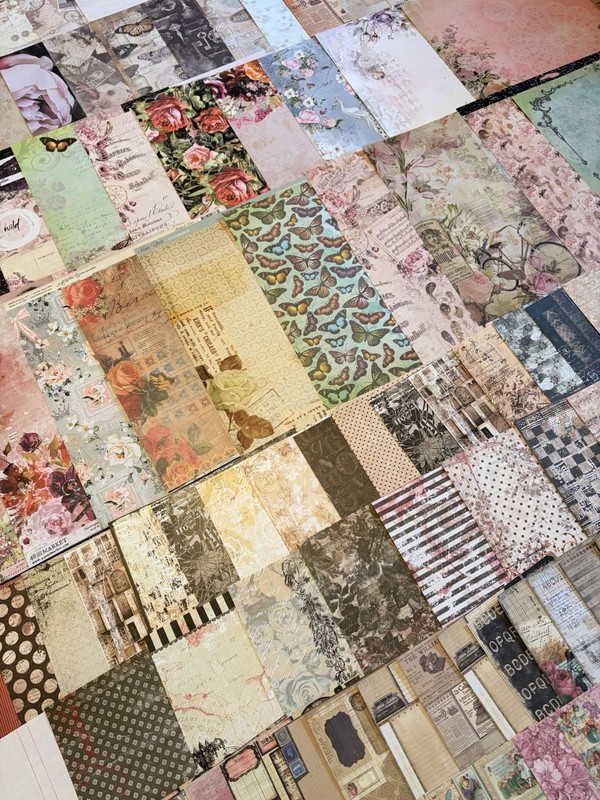 HUGE SCRAPBBOOKING PAPER LOT PLUS FLOWERS 130 PAGES PRIMA, 49 & MARKET & MORE!!!