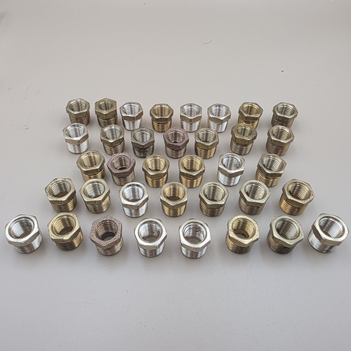 3/8"×1/4" NPT Brass Pipe Hex Bushings - 36 Pieces