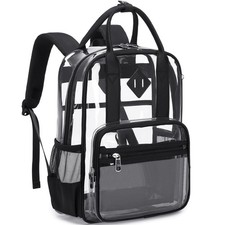 Small Clear Backpack for School Transparent Bookbag for Kids Heavy Duty PVC S...