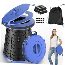 XXL Portable Toilet for Camping,880lbs Capacity,19.7" H Adjustable Blue