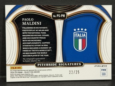 2024-25 Panini Select FIFA Italy Paolo Maldini Pitchside Auto Tie