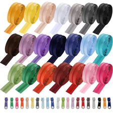 60 Yards Zipper by The Yard, 21 Colors Zippers for Sewing 210 Zipper Sliders,...