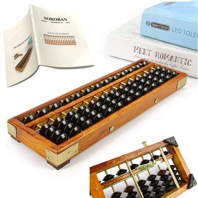 Vintage Style Wooden Abacus Soroban 13 Column(10.7 In) Math Professional Abacus