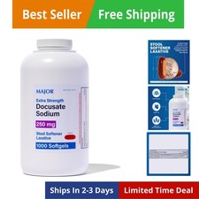 Docusate Sodium 250 mg - Extra Strength Stool Softener Laxative Softgels for ...