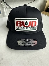 Bud Of California Hat snap back cap NEW HTF Patch trucker hat All Black 420 hats