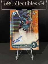2022 Bowman Chrome Luis Chevalier 1st Orange Wave Auto 08/25 Seattle Mariners