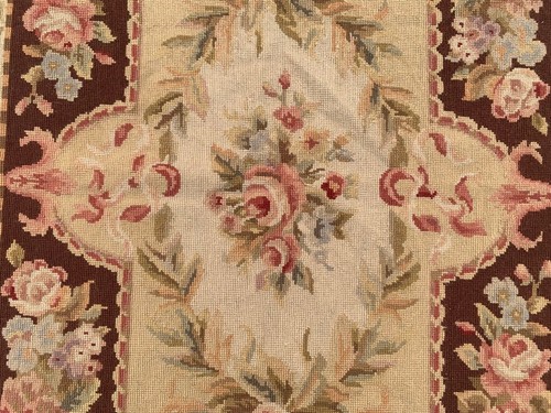 Vintage French Style Aubusson Rug Needlepoint Chain stitch Rug 3x5 ft Free Ship - Picture 3 of 12