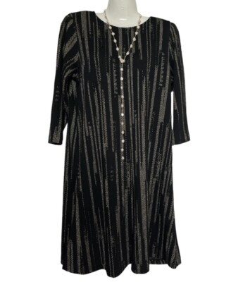 green emerald velvet dress Modest Tunic Dress Kimono in Black & Gold Print Color Medium (12-14) / Tall (5'6