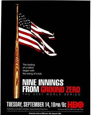 PTP111 MAGAZINWERBUNG 11X8'' NEUN INNINGS VON GROUND ZERO 2001 WORLD SERIES