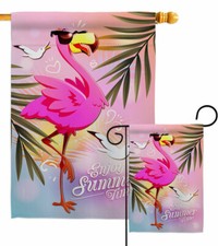 Summer Flamingo Garden Flag Birds Friends Decorative Gift Yard House Banner