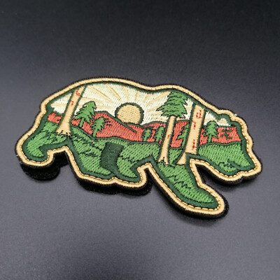 Aufnäher Wanderlust Bushcraft Wandern Totem Patch Abzeichen  Klett Flausch Bär