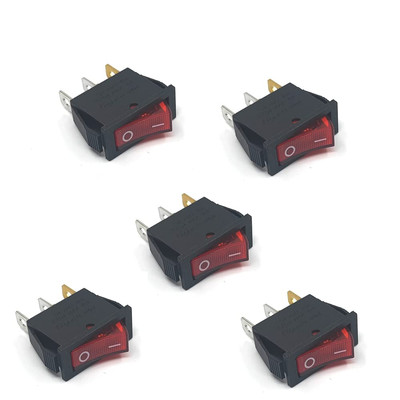 5 Pcs Rocker Switch 3 Pins 2 Positions 20A/125V 15A/250V SPST Red LED Light