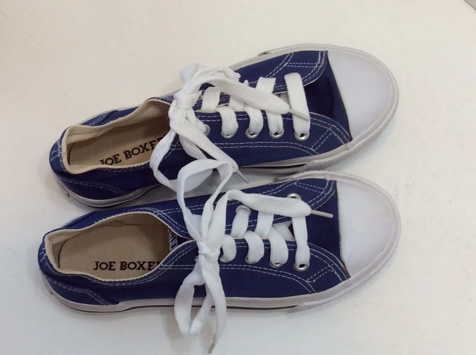 JOE BOXER. Zapatillas deportivas clásicas azules de caña baja para niños jóvenes niños niñas talla 1 Foto 4 de 4