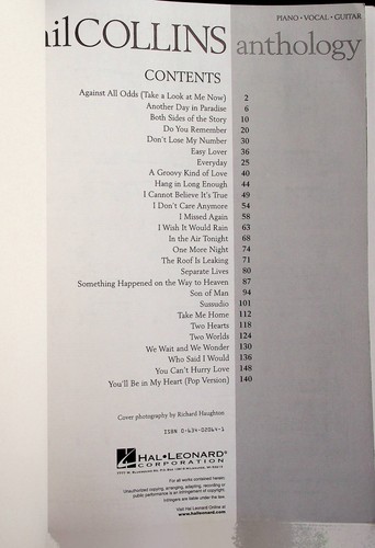 Phil Collins Anthology 27 Songs Piano Vocal Guitar Songbook Sheet Music - Picture 2 of 6