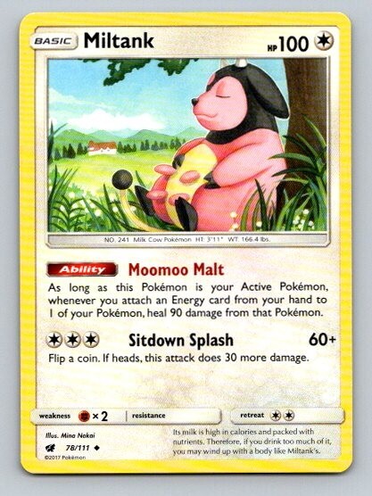 2017 Pokemon Card Crimson Invasion Miltank 78/111