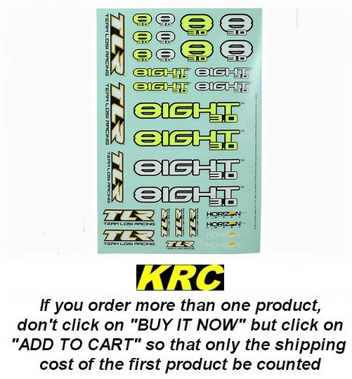 TLR249000 (1) - TEAM LOSI RACING 8IGHT 3.0 LOGO STICKER SHEET (1) - DÉCORATION - Photo 1/1