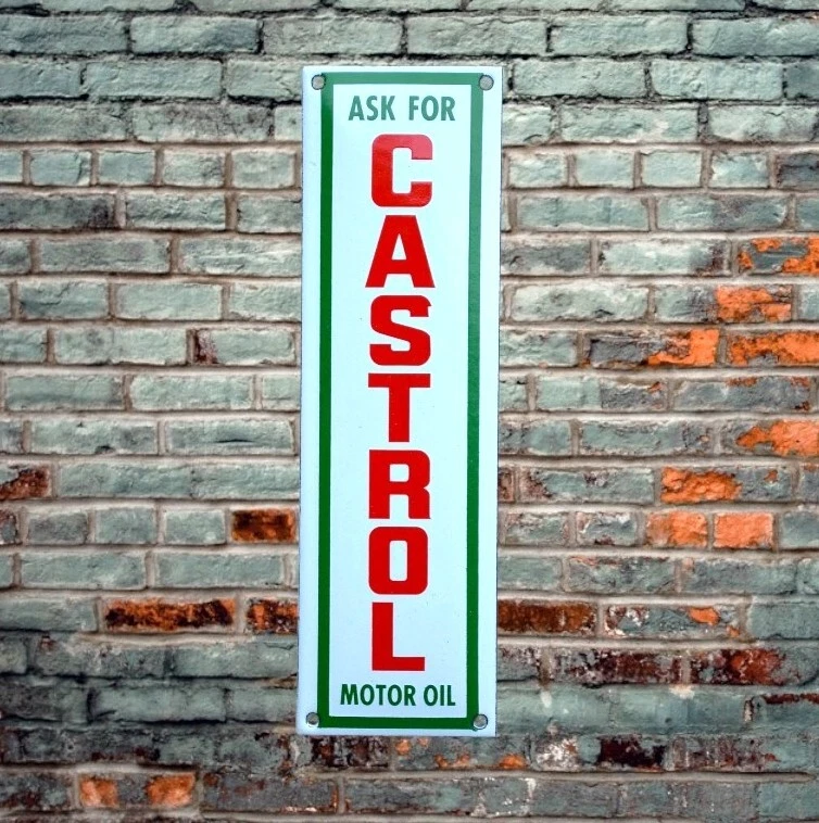 Plaque émaillée Castrol - Panneau Tôle émaillée - Déco Garage