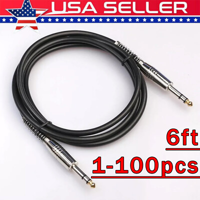 6ft NOISELESS Electric Guitar Bass Cable Pedal AMP Cord 1/4'' USA KEYBOARD LOT