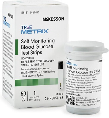True Metrix Blood Glucose Test Strips Box of 50