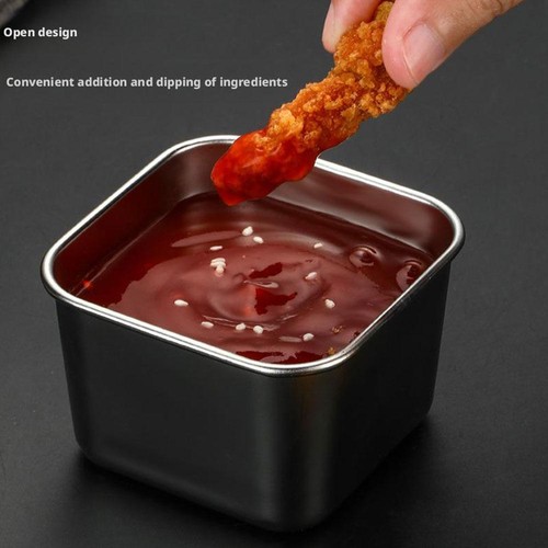 Piatto quadrato in acciaio inox casa insalata contenitore ketchup a prova di perdite3d8 - Foto 8 di 16