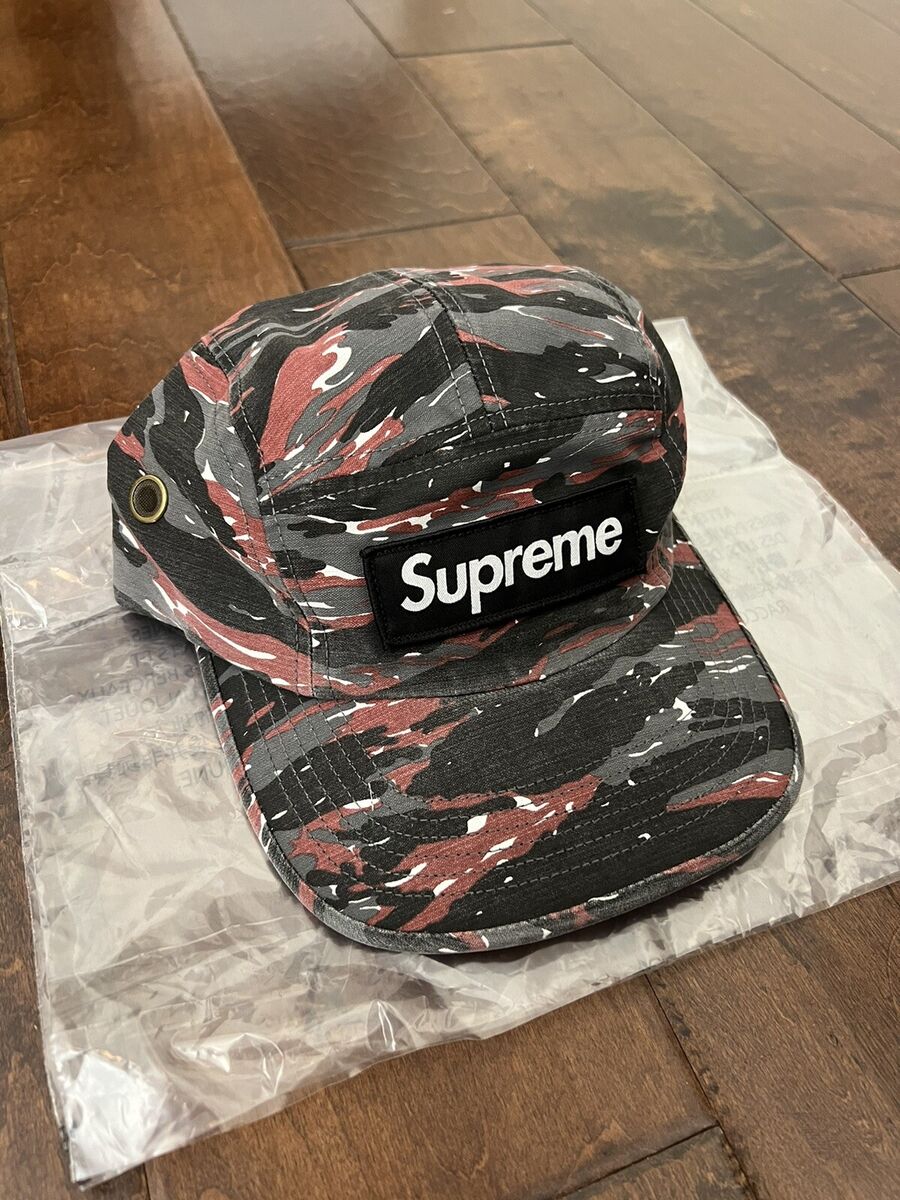 Supreme SS24 Military Camp Cap Red Tiger Camo Embroidered Supreme SS24 Military Camp Cap Red Tiger Camo Embroidered