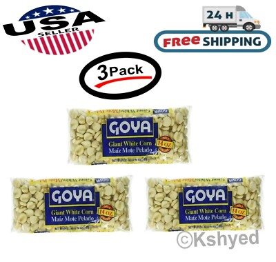 Goya Giant White Corn | Maiz Mote Pelado 14 Oz (3 Pack) - New - Free Shipping