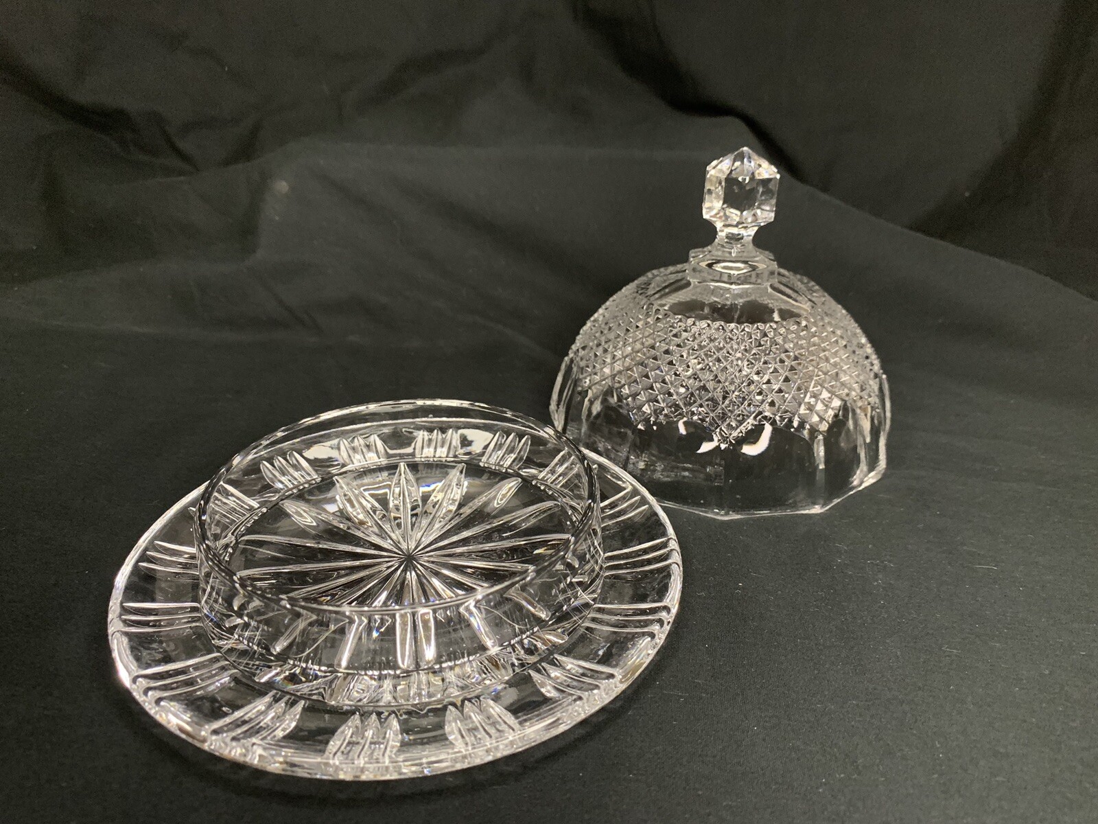 Round Covered Lead Crystal Butter Dish Round eBay