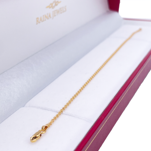 Brazalete de oro amarillo de 22 quilates de cadena plana pulido alto 7"" pulgadas 1,7 mm de ancho - Imagen 8 de 10