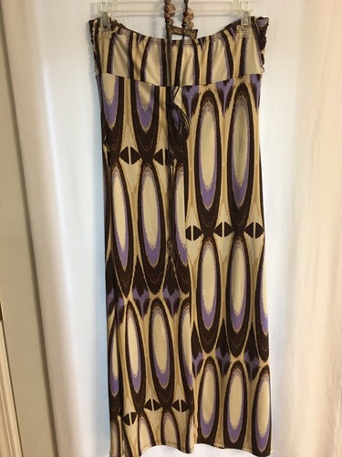 Womens Sushie Flowers Dress Size M Beaded Tie Goes Around Neck Long - Picture 5 of 10