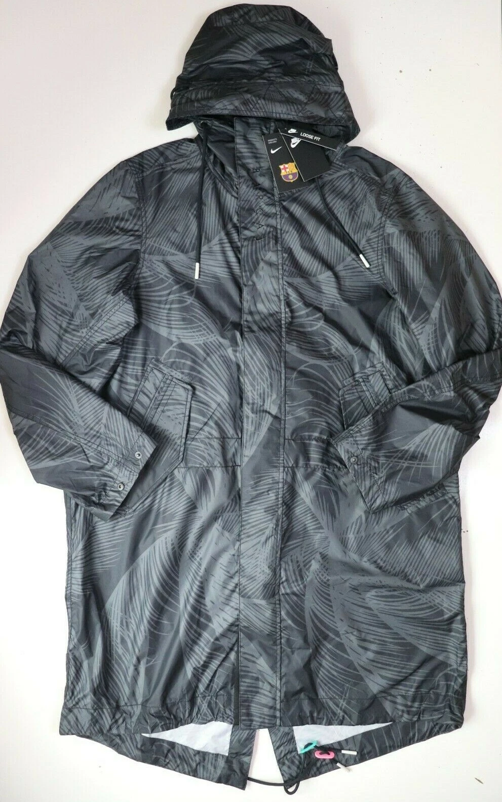 NIKE SPORTSWEAR BARCELONA FC FOOTBALL PALM PRINT PARKA JACKET CW2606-010 MEN M