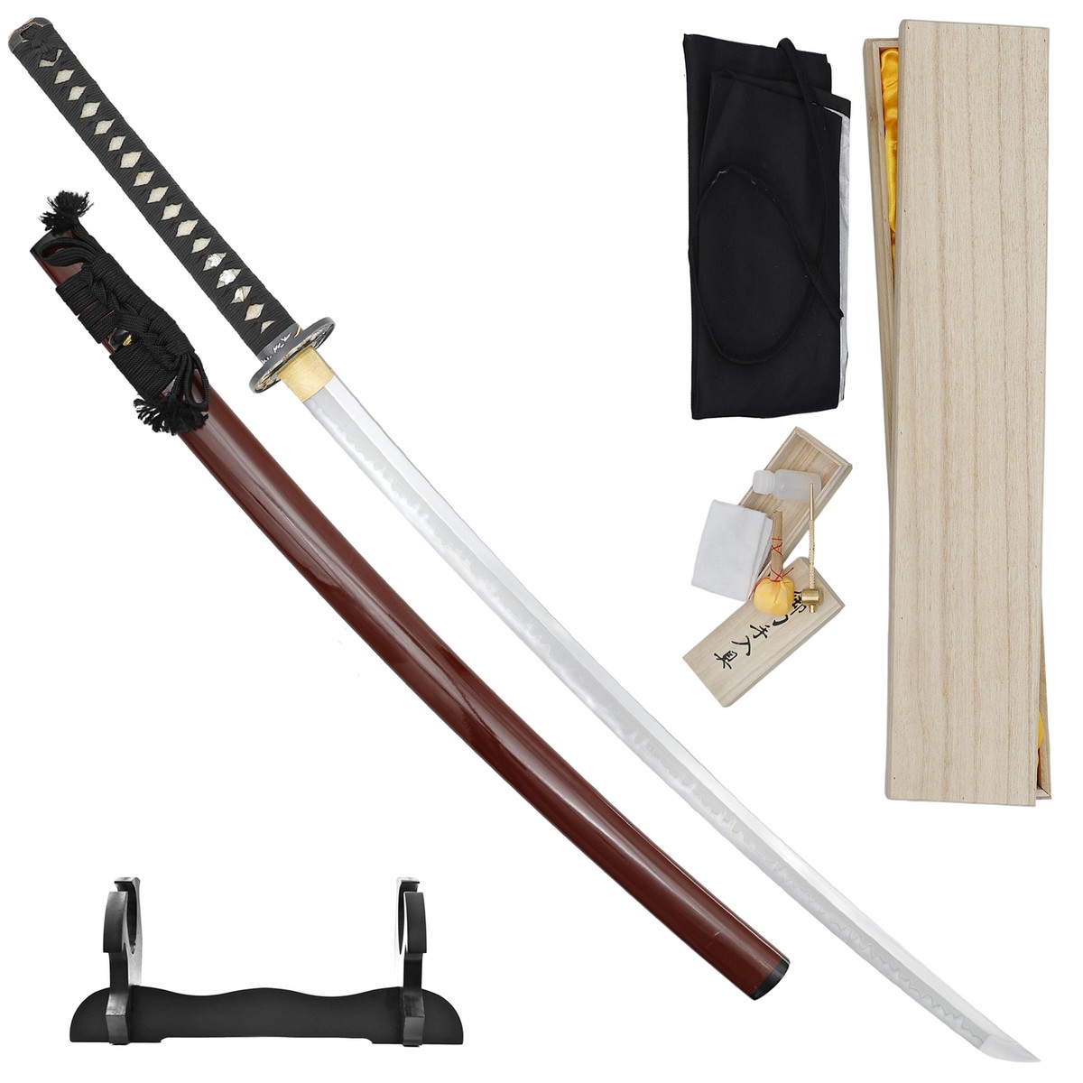 KATANA SWORD 501R FORGED 　9本セット Hand-Forged 1095 Carbon Steel Katana Sword w/ Gift Box & Bag 41
